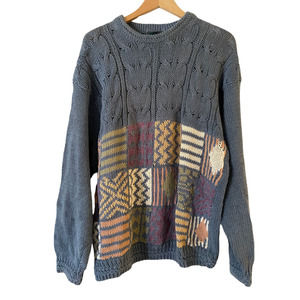 Vintage Etchings Size M Womens Ramie Cotton Cable Knit Pullover Sweater Slouchy